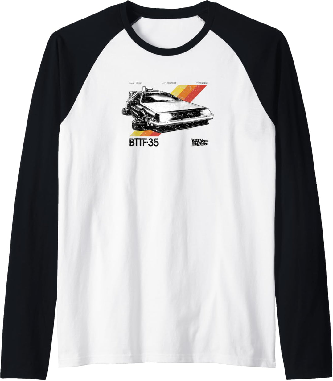 Back To The Future 35th Retro Stripe DeLorean Raglan