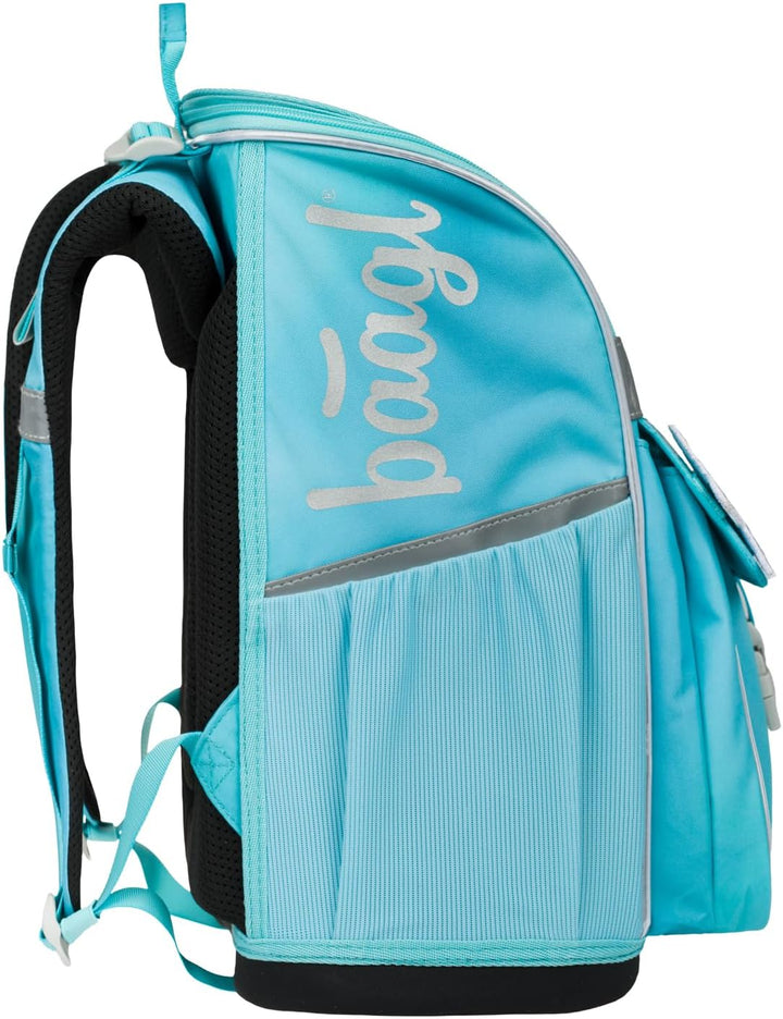 Baagl Schulranzen Mädchen Set 3 Teilig (Zippy Schultasche für 1. Klasse, Mäppchen, Turnbeutel), Grun