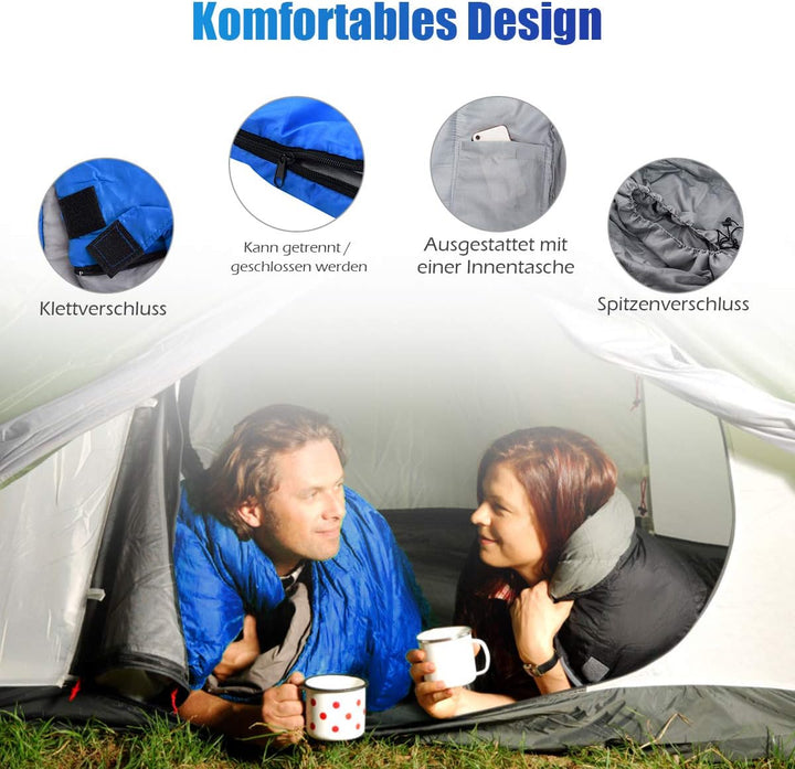 DREAMADE Doppel-Schlafsack, 2 in 1 Outdoor Schlafsack, Doppel Deckenschlafsack, Sommerschlafsack 2er