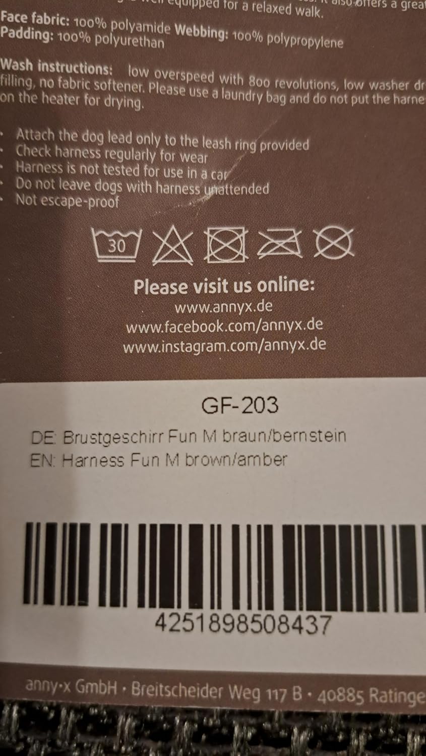 anny-x Brustgeschirr Fun braun Bernstein - Gr. M