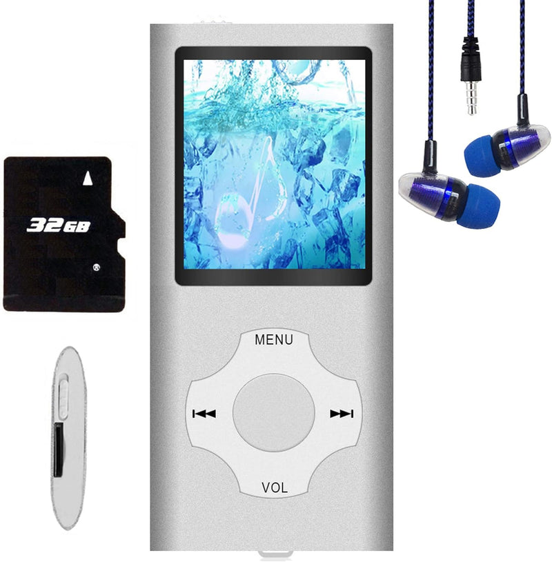 Hotechs MP3-Player/MP4-Player, MP3-Player mit 32 GB Speicherkarte (Silber), Silber