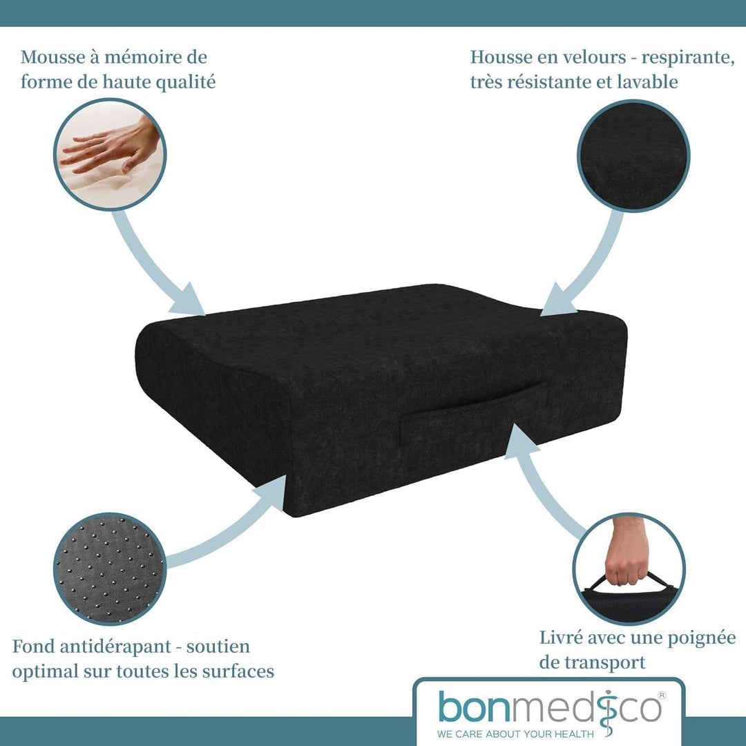 bonmedico Sitzkissen orthopädisch - Ergonomisches Memory Foam Kissen für Bürostuhl, Auto, Rollstuhlk