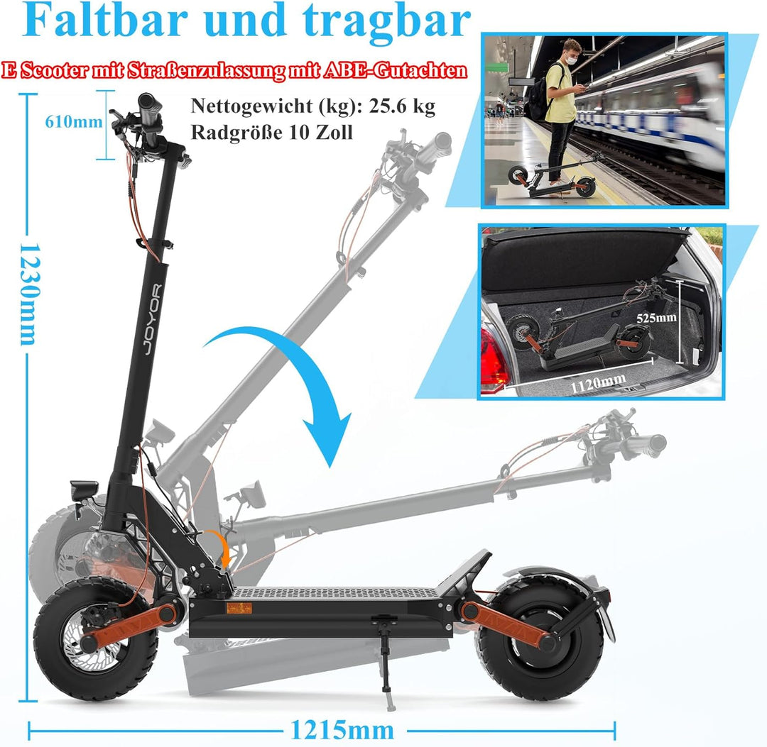 JOYOR E Scooter S Serie, Elektroroller, Fährt 40-90 Km, 48/60V 13/18/26Ah, Mit Doppelter Stossdämpfu