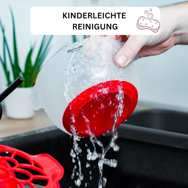 Westmark Granatapfel Entkerner/Entsafter, 3-teilig, Kunststoff/Silikon, Buzzer, Transluzent/Rot, 516