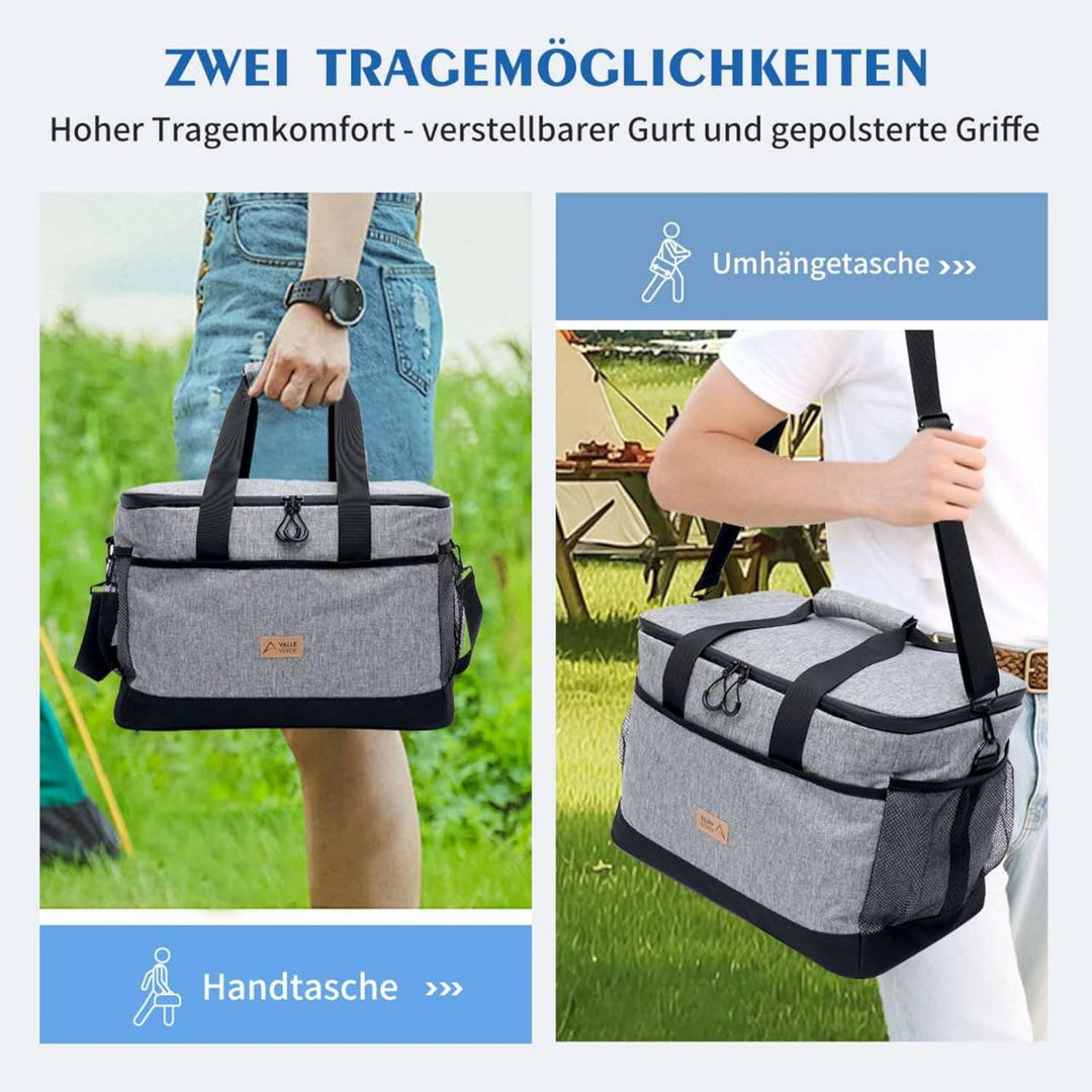 Valle Verde Multifunktionale Kühltasche – Kühlbox mit 4-lagiger Isolierung, Auslaufsicher, mit Seite
