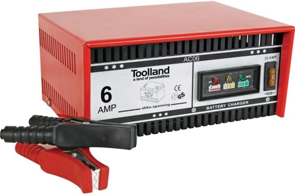 Perel AC06 Ladegerät für 12V Blei-Säure-Akkus, 230 mm x 175 mm x 115 mm Abmessungen 12V - 6A, 12V -