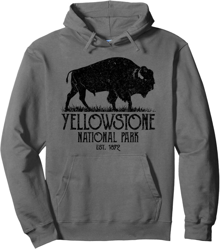 Yellowstone NP Buffalo Bison Vintage Yellowstone Pullover Hoodie