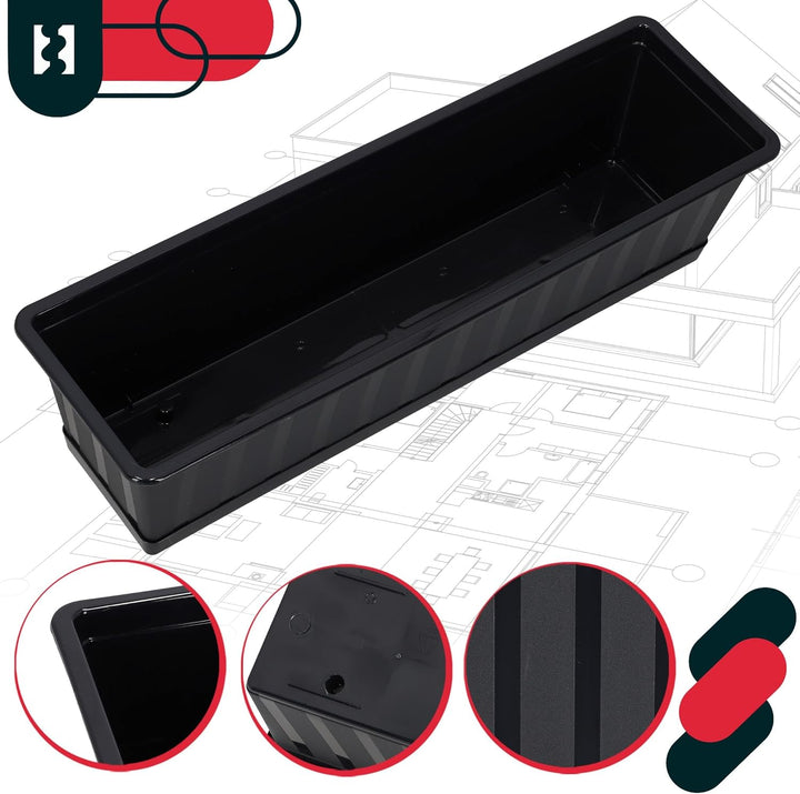 KOTARBAU® 6er Set Blumenkasten - Blumentopf für Balkon - 60 x 18 x 14 cm - Anthrazit - Balkonkasten