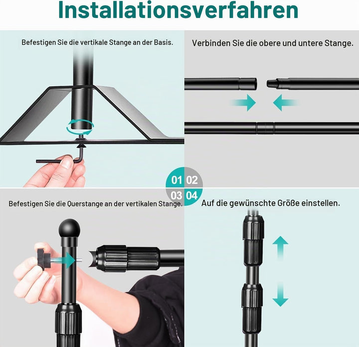 EMART Hintergrund Ständer 2,4 x 2,4 m, Verstellbarer Foto Hintergrundständer mit 2 Sandsäck, Banner
