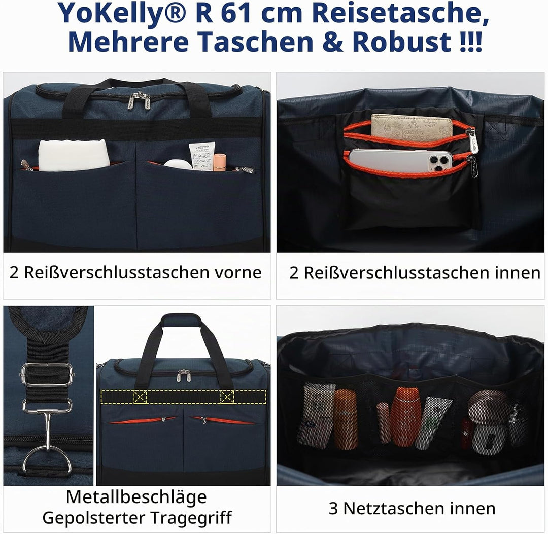 65L Sporttasche Herren Gross - 24 inch Reisetasche mit Hartem Boden und Schuhfach für Sport/Reisen 6