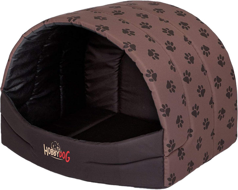 Hobbydog R3 Busjbl6 Hundehütte Souffleur, Grösse 3, 55x43cm Hellbraun Mit Pfötchen, L, Hellbraun Mit