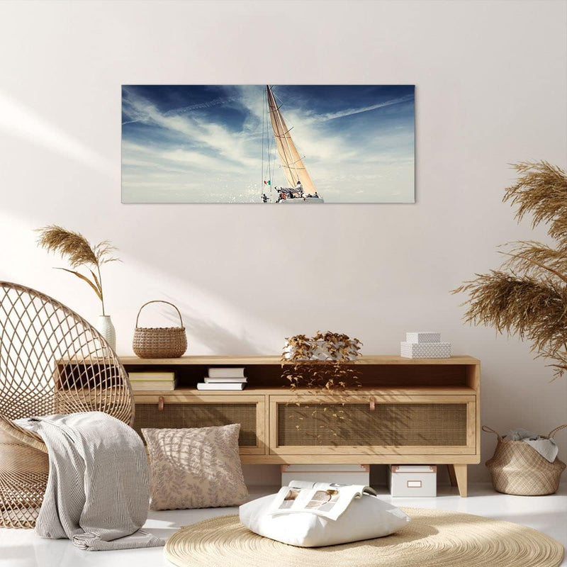 Wandbilder Dekoration Wohnzimmer Segeln Yacht Reise Panorama Bilder auf Leinwand 120x50cm Leinwandbi