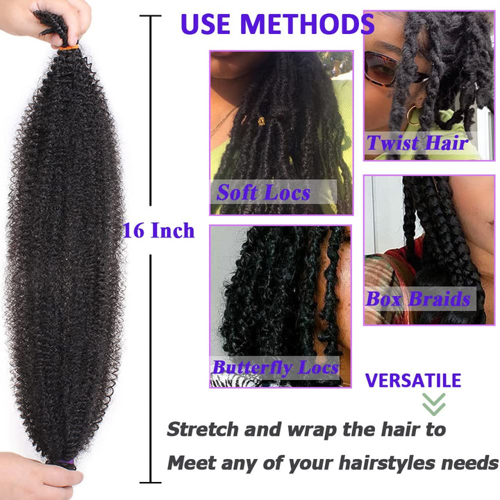 Leeven 16 Zoll Springy Twist Hair for Afro Marley Locs 8 Packs Afro Kinky Curly Marley Braiding Hair