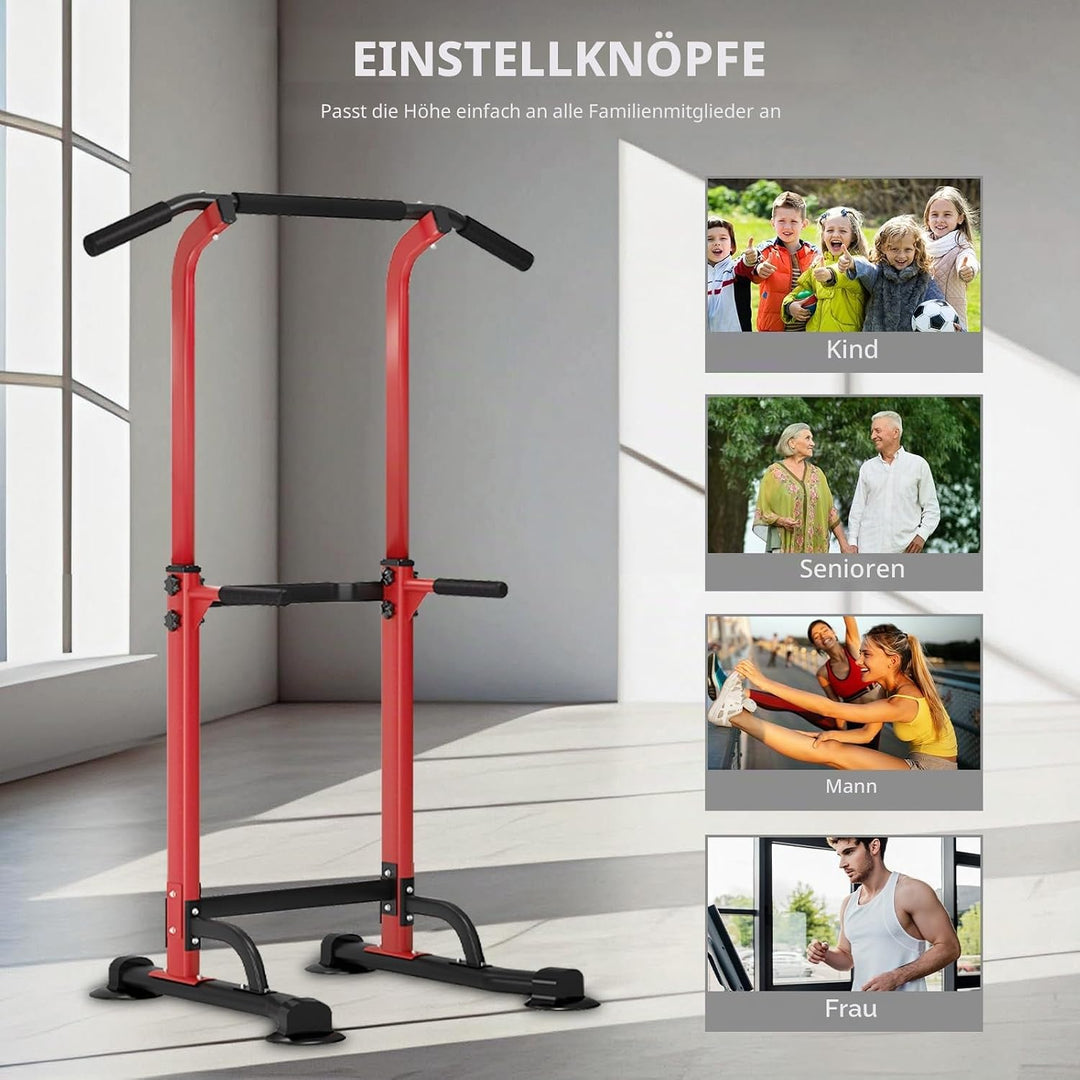 SDHYL Power Tower Kraftstation Klimmzugstange Dip-Stationen Höhe Verstellbar Schlingentraining Bauch