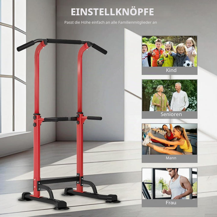 SDHYL Power Tower Kraftstation Klimmzugstange Dip-Stationen Höhe Verstellbar Schlingentraining Bauch