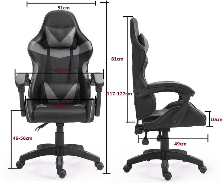 mcc direct Bürostuhl Ergonomisch, Schreibtischstuhl, Drehstuhl, Gaming Sessel, Gamingstuhl (Grau), G