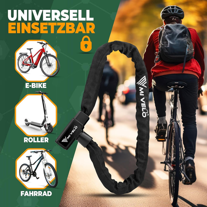 MIVELO Fahrradschloss Kettenschloss hohe Sicherheit 100cm lang I Fahrrad Schloss mit Schlüssel 8mm g