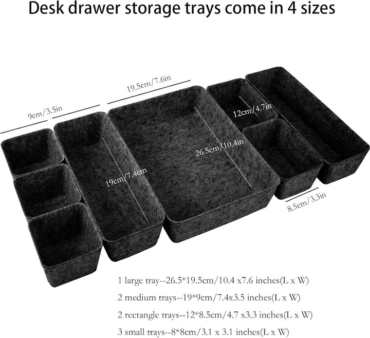8 x Filz-Schubladen-Organizer-Tablett, flache Schreibtisch-Schmuck-Aufbewahrungsbox, spart Platz auf