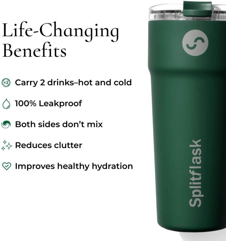 Splitflask Doppelkammer Isolierter Kaffeebecher - 850ml Auslaufsicherer Edelstahl Thermobecher, Heis