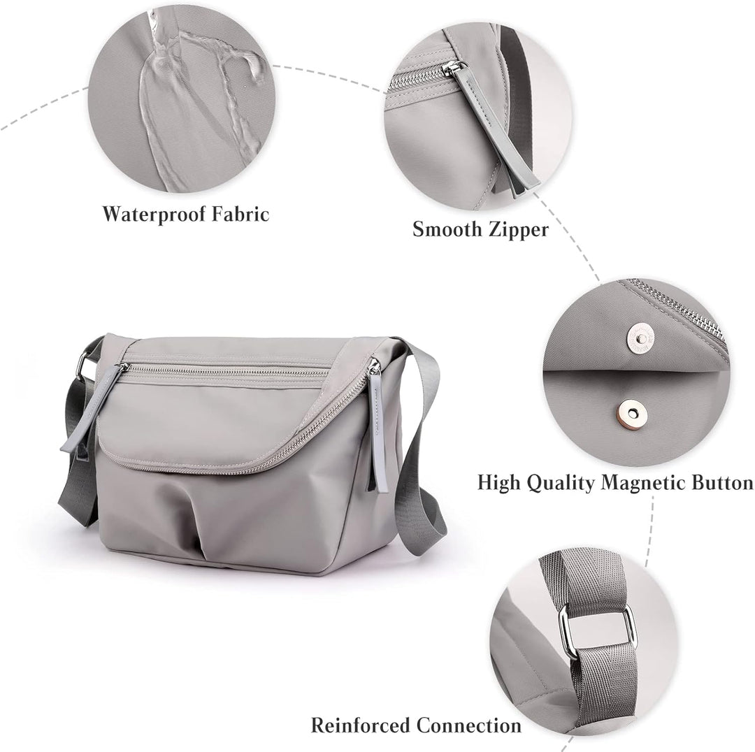 PORRASSO Damen Schultertasche Casual Umhängetasche Nylon Multi Tasche Handtasche Frauen Crossbody Ba