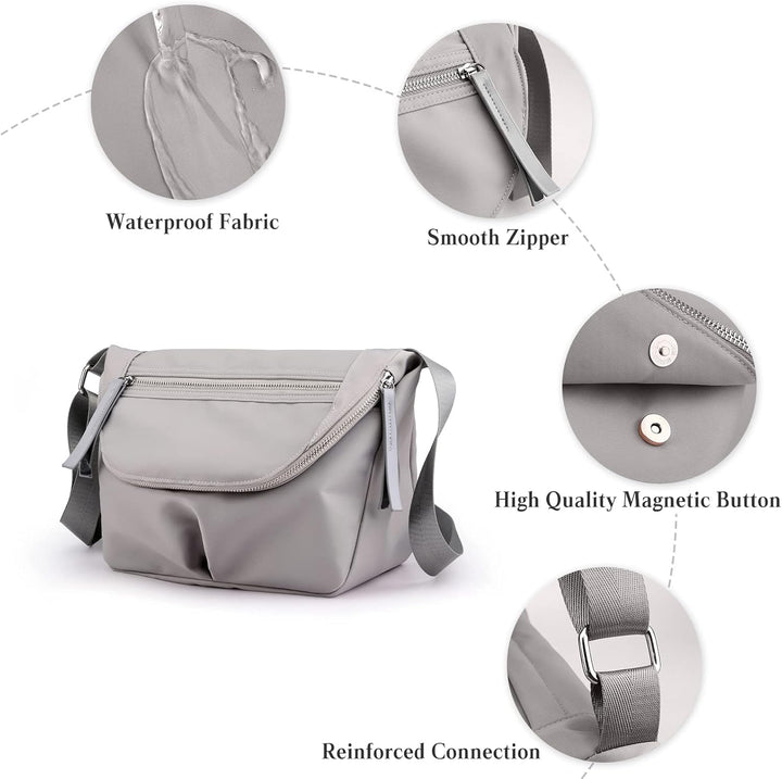 PORRASSO Damen Schultertasche Casual Umhängetasche Nylon Multi Tasche Handtasche Frauen Crossbody Ba