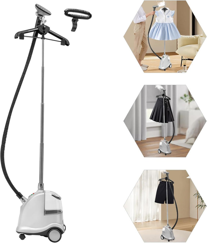 Professioneller Steamer &amp; Dampfglätter Stehender Kleidungsdampfer mit Rollen 2200W Dampfbügler in 60