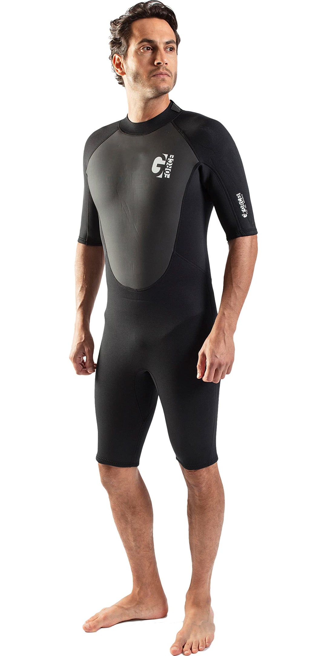 GUL Mens G-Force 3mm Back Zip Shorty Wetsuit - Schwarz - Easy Stretch - 80% D-Flex - Panels für eine