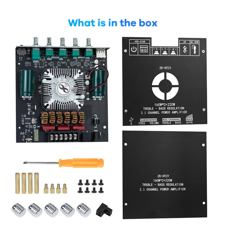 Hosyond ZK-HT21 TDA7498E Verstärkerplatine Bluetooth Amplifier Board 160W×2+220W Subwoofer 2.1 Kanal