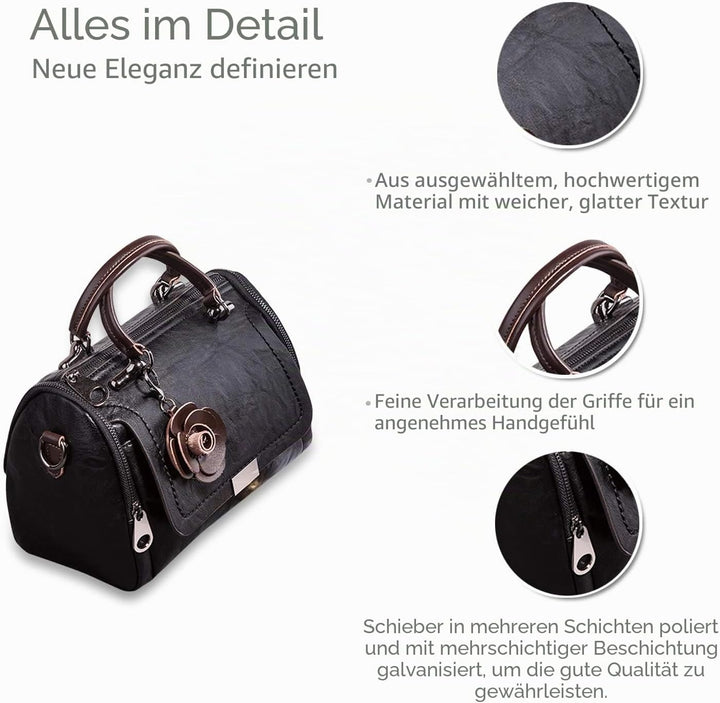 NICOLE & DORIS Damen handtaschen Leder Damen Schultertasche Blumen Henkeltasche Umhängetaschen für D