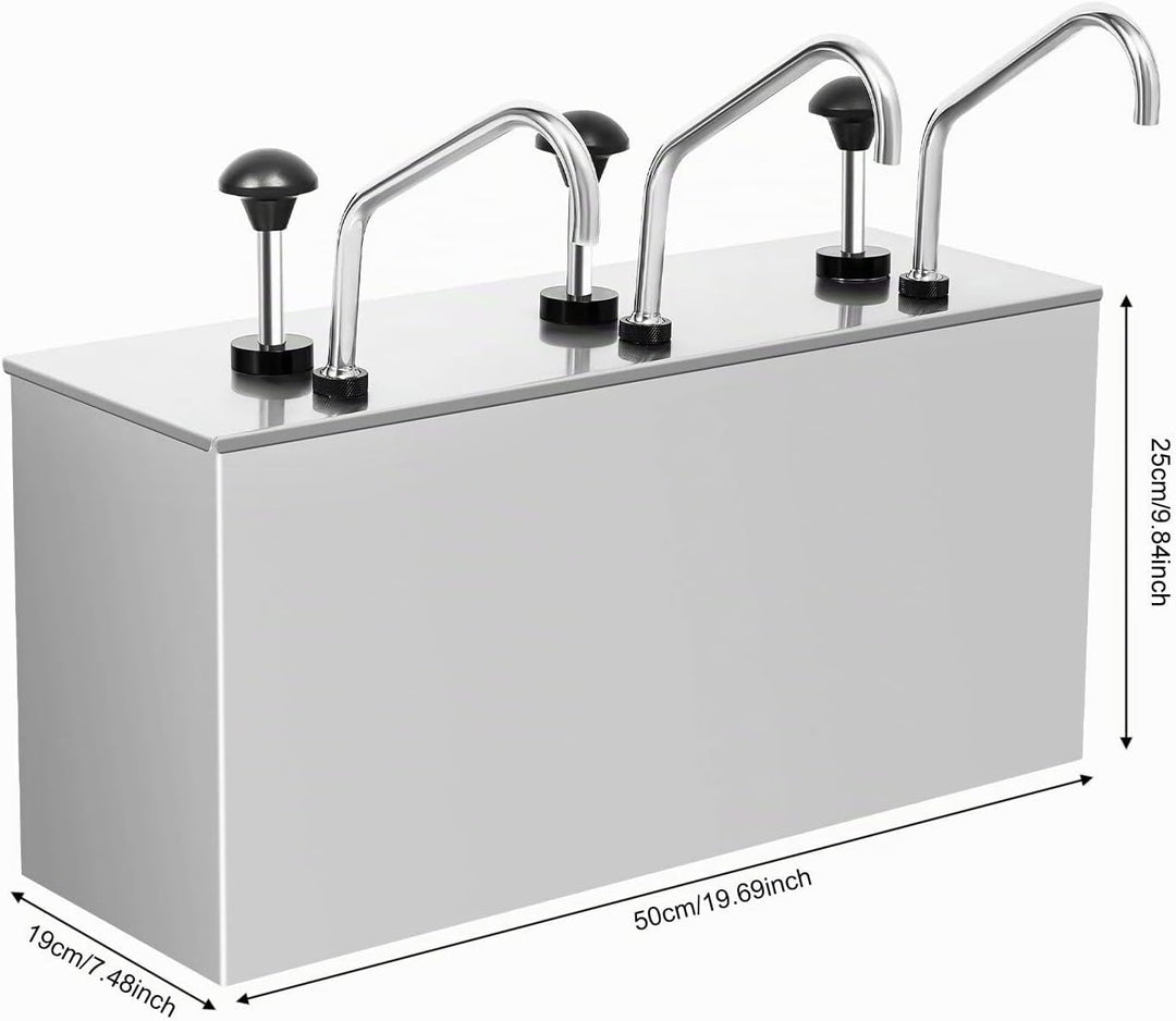 Saucenspender, Sossenspender, Edelstahl, 3 Köpfe, 4 l, Ketchup-Spender, Senfpumpe, schnelle Gastrono