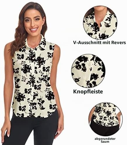 Soneven Bluse Damen Elegant Sport Tank Top mit Kragen Damen Ärmellos Poloshirt Golf Polo Sommer Ober