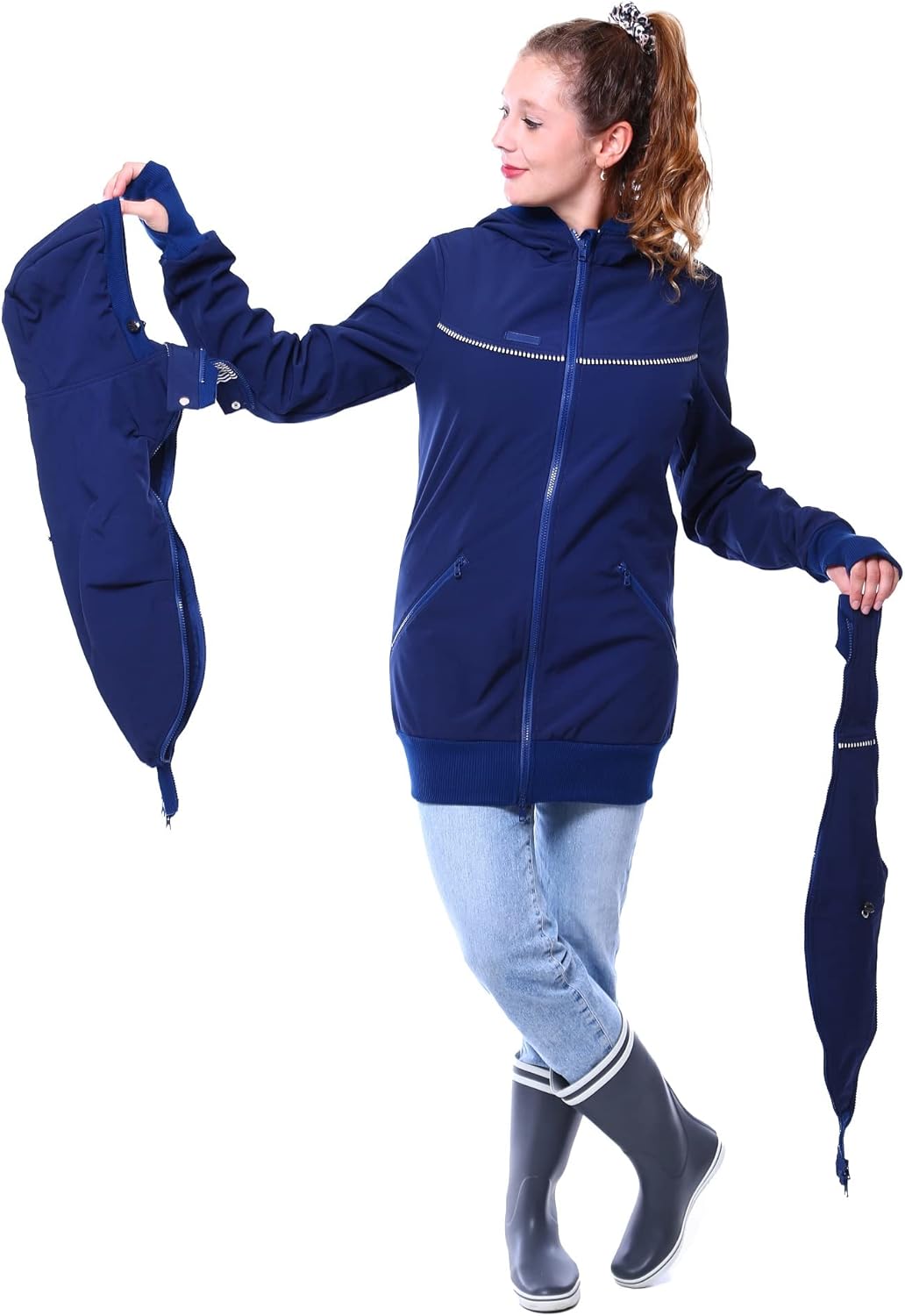 Viva la Mama 4in1 Tragejacke für Tragen auf dem Rücken oder der Brust, Softshell, Umstandsjacke + Kä