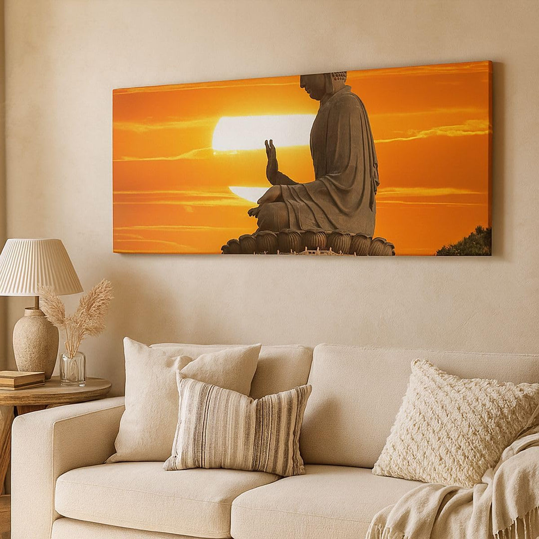 Wandbilder Dekoration Wohnzimmer tempel buddha Panorama Bilder auf Leinwand 120x50cm Leinwandbild mi