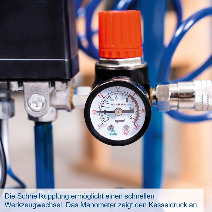 Scheppach Kompressor HC26 Druckluftkompressor | 220 l/min Ansaugleistung | 24L Kessel | 1500W | 8 ba