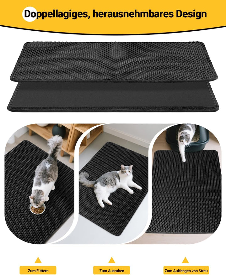 Ycozy Extra Grosse Katzenklo Matte 90 X 60 cm Katzenstreu Matte für Mehrere Katzentoiletten Grosse W