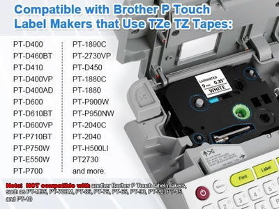 Upwinning kompatibel Brother P-touch bänder 9mm TZe-221 TZe221 AZe-221, Ersatz Brother P-touch Label