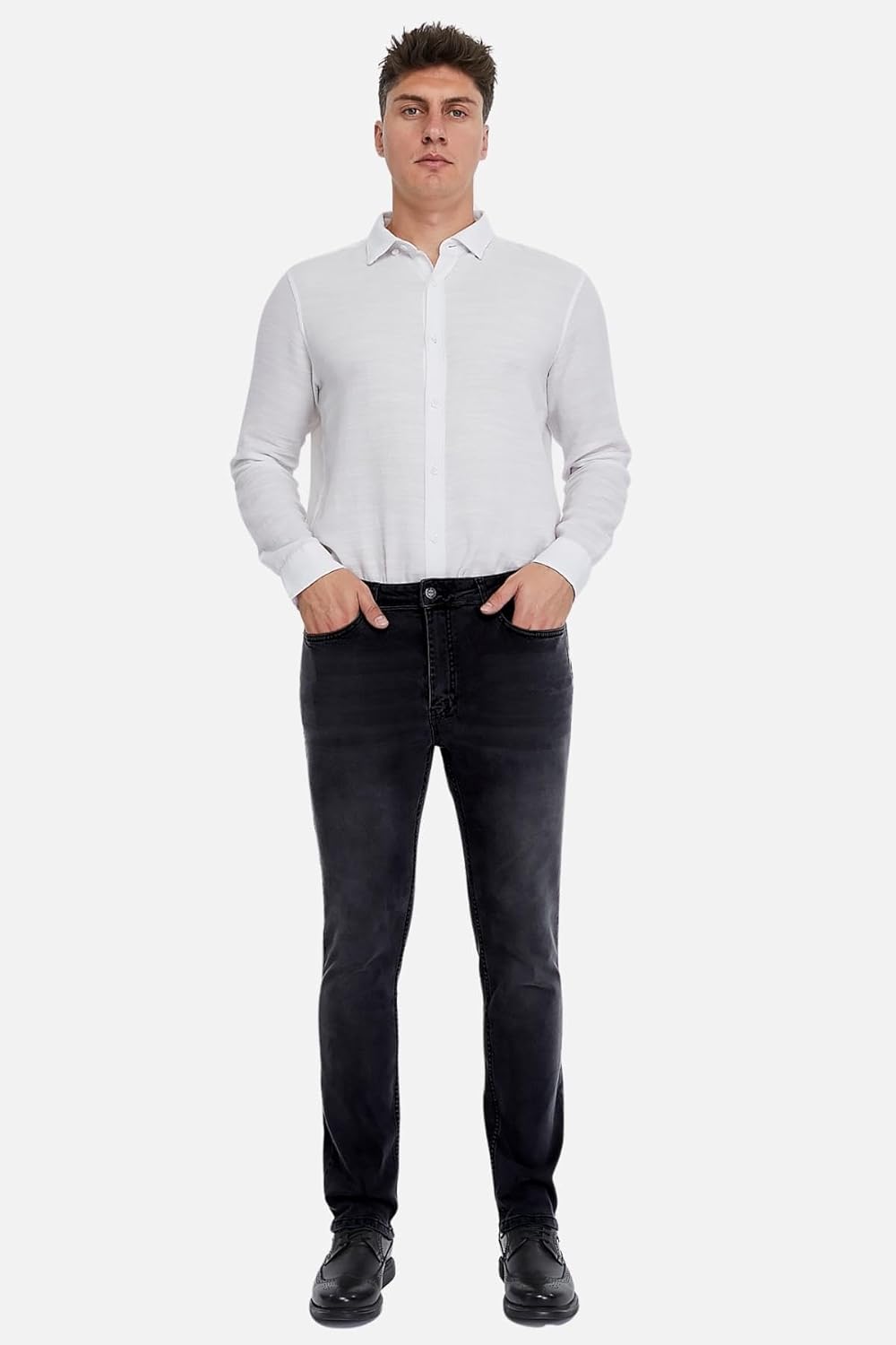 Herren Jeans Regular Fit, Stretch Jeanshose, Herren High Waist, Straight Cut, Basic Washed, Männer H