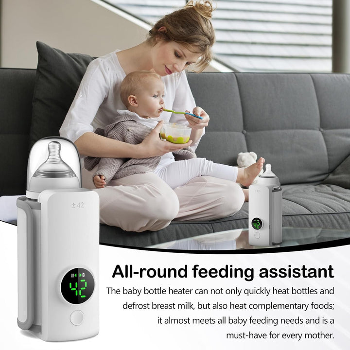 Flaschenwärmer, 6000 mAh Tragbarer Flaschenwärmer Baby Unterwegs mit 6 Einstellbare Temperatur und L
