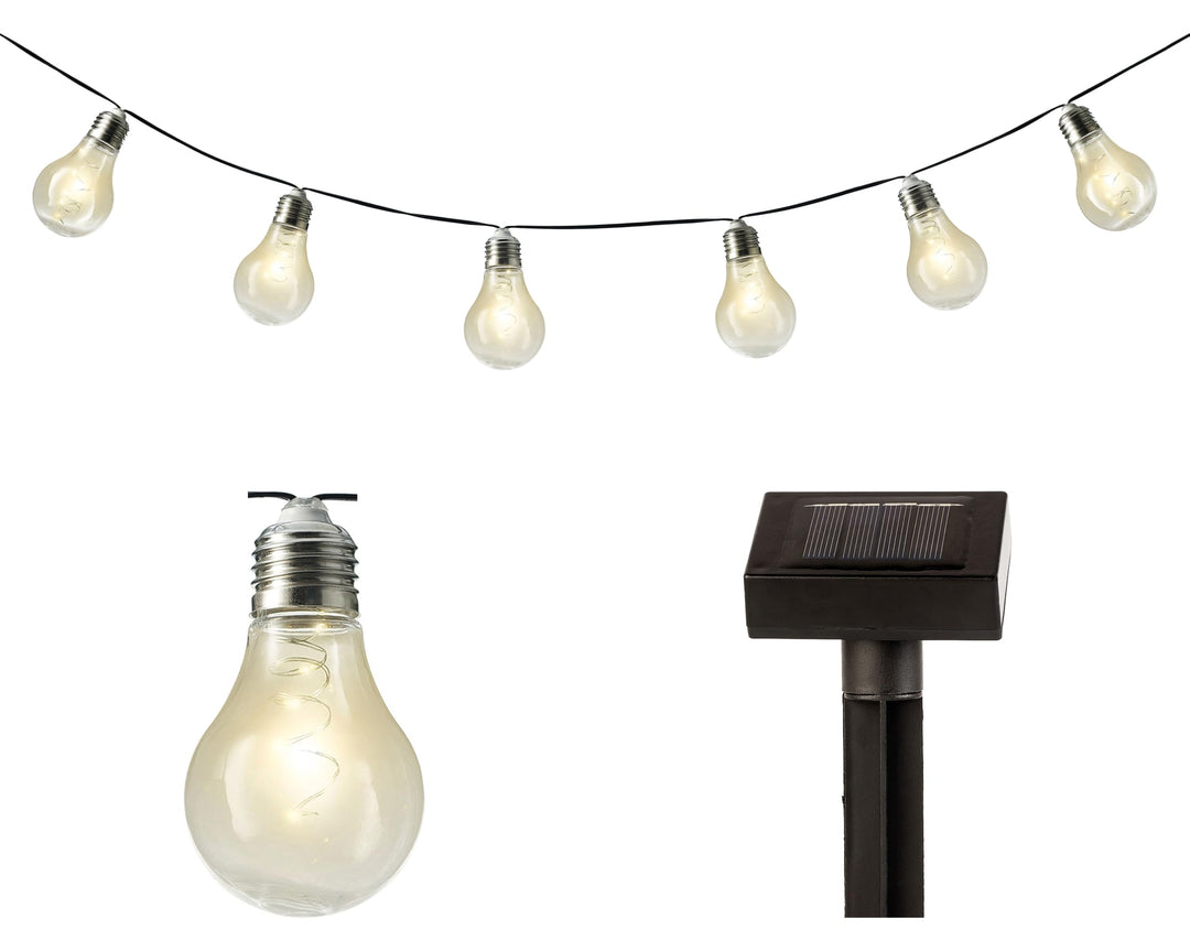 Lumineo 50 Micro LED Solar Lichterkette Glühlampe Partylichterkette Garten 10 Glühbirnen (Klar)