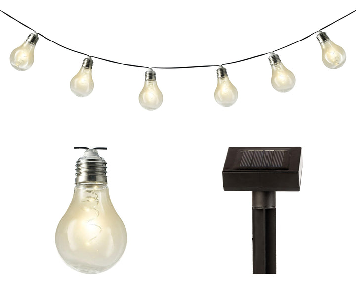 Lumineo 50 Micro LED Solar Lichterkette Glühlampe Partylichterkette Garten 10 Glühbirnen (Klar)
