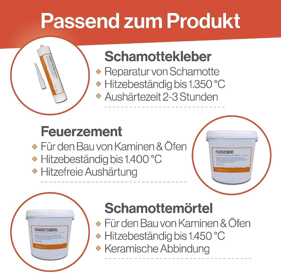 Feuerfest 123 - Schamotteplatten - Für Kaminöfen, Öfen &amp; Grills - Schamottsteine 1.400 °C hitzebestä