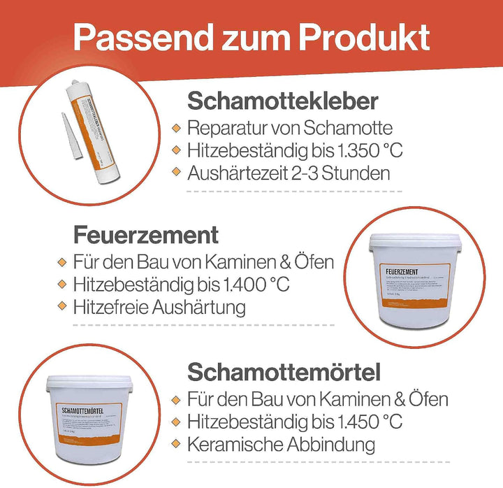 Feuerfest 123 - Schamotteplatten - Für Kaminöfen, Öfen &amp; Grills - Schamottsteine 1.400 °C hitzebestä