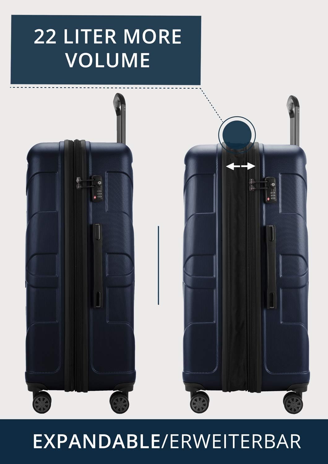 suitline - Grosser Hartschalen-Koffer Koffer Trolley Rollkoffer XL Reisekoffer, TSA, 76 cm, ca. 96-1