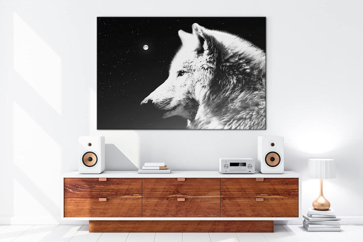 deyoli einsamer stolzer Wolf Format: 120x80 Effekt: Schwarz&amp;Weiss als Leinwandbild, Motiv fertig ger