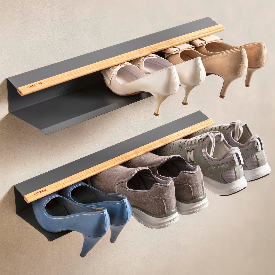 Armore Schuhregal modern, platzsparend, schlank, zum Aufhängen an der Wand, Eingang, Metall, Holz mi