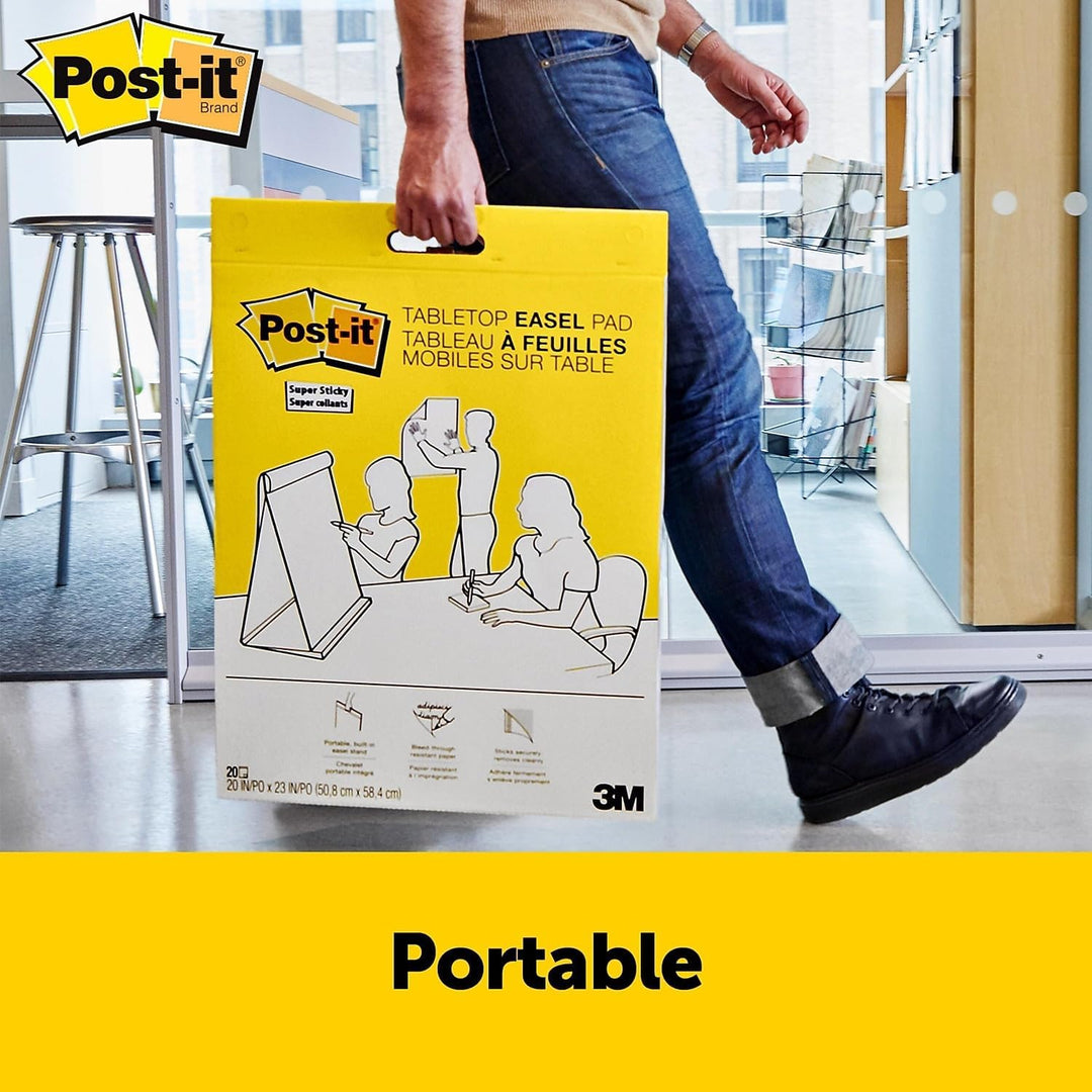 Post-it Super Sticky Tischstaffelei, ideal für virtuelle Lehrer und Studenten, 50,8 x 58,8 cm, 20 Bl
