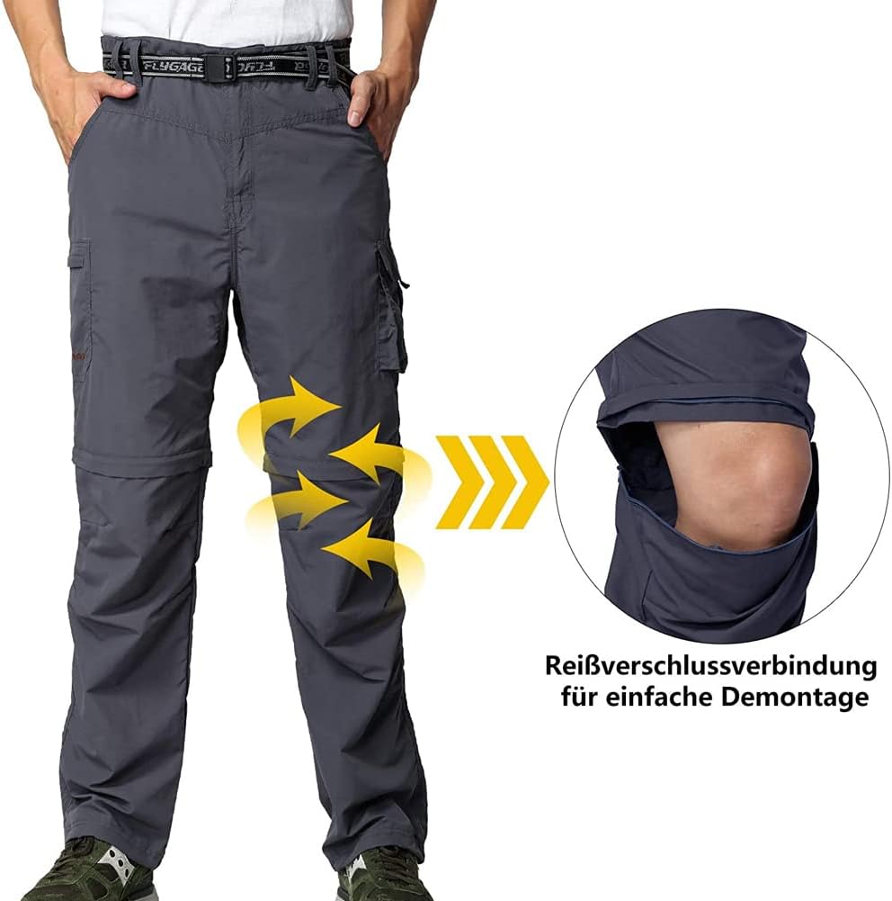 Herren Wanderhose Zip Off Leichte Atmungsaktiv Schnell Trockend Trekkinghose Abnehmbar Funktionshose