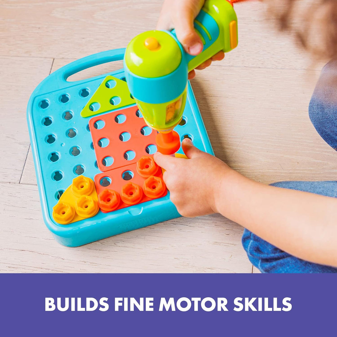 Learning Resources Design & Drill Formenwerkstatt, 73 Teile mit elektrischem Spielzeugbohrer, MINT-S