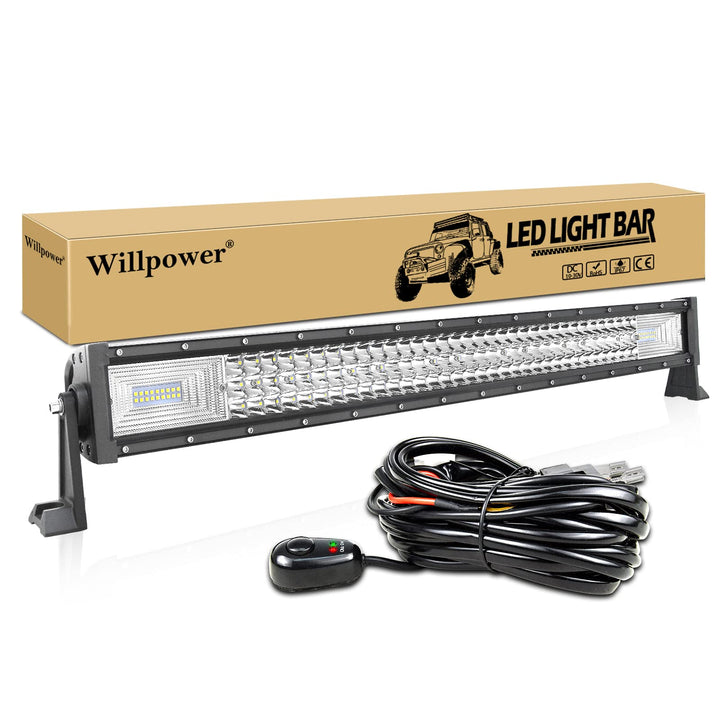 Willpower LED Arbeitsscheinwerfer Bar 32 Zoll 81cm 405W LED Scheinwerfer 12V 24V mit Kabelbaum Flutl
