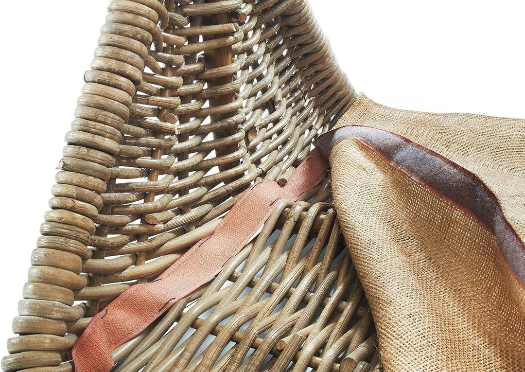 Kobolo Holztrage Holzkorb für Kaminholz - Rattan kubu grey - mit Leinenstoff und Henkel ausgestattet
